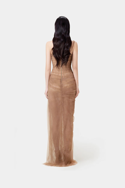 MARA BROWN LACE CORSET DRESS