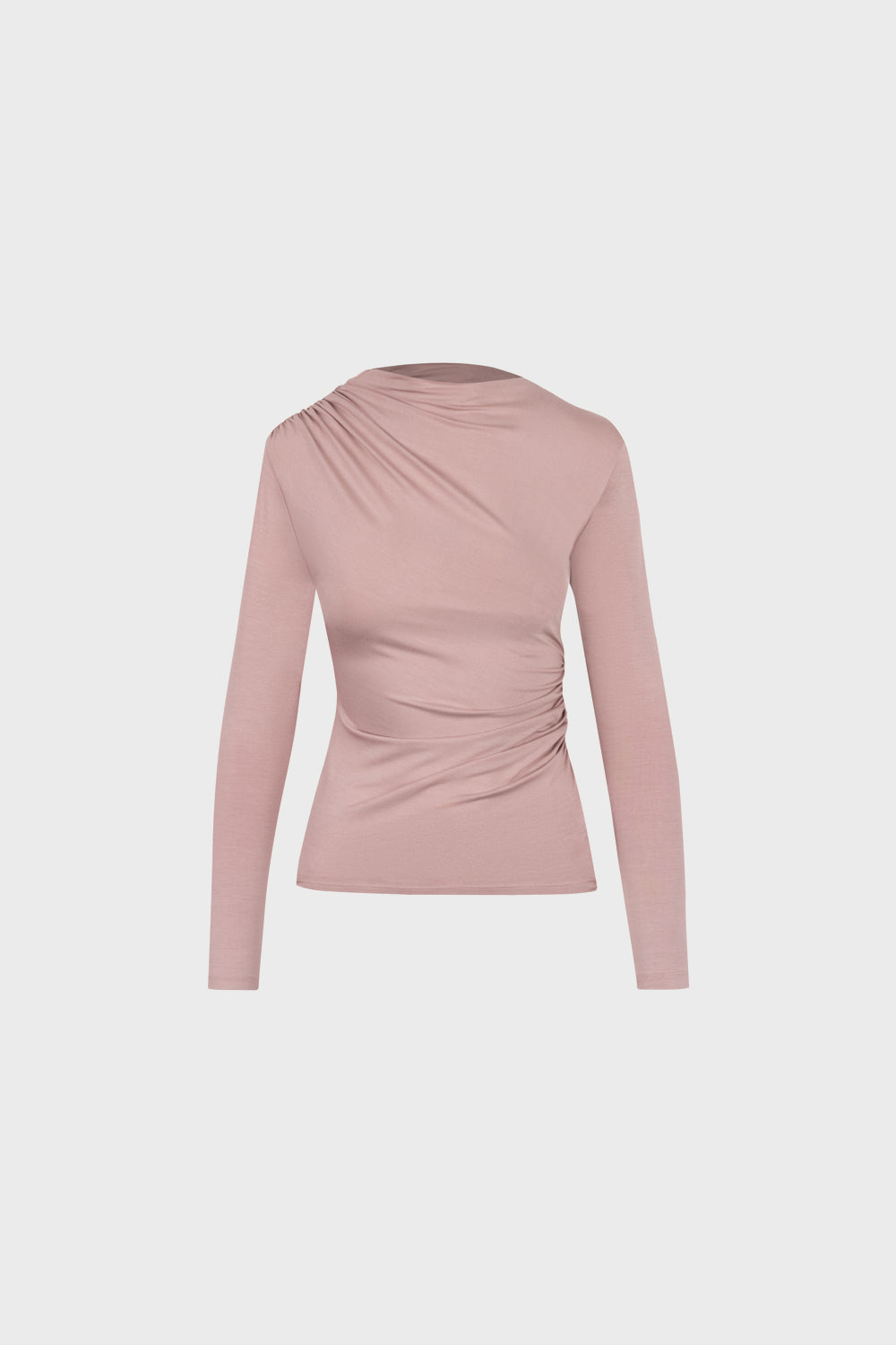 Miss Sculptural Long-Sleeved Top in Dusty Pink