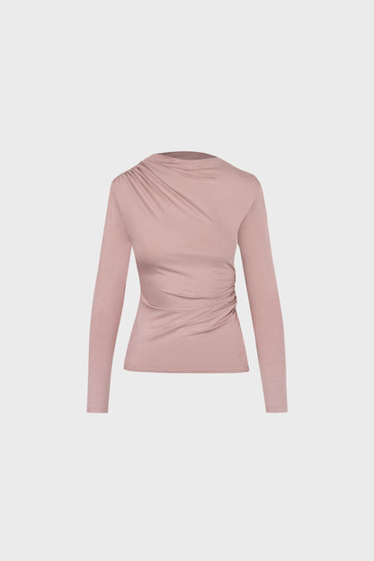 Miss Sculptural Long-Sleeved Top in Dusty Pink