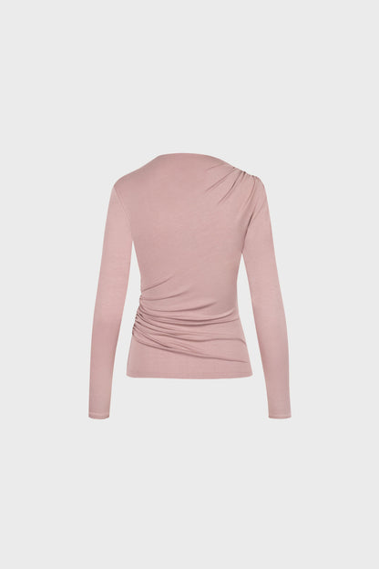 Miss Sculptural Long-Sleeved Top in Dusty Pink