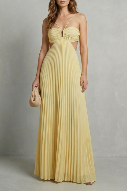 Luellara – Pleated halter elegance – Maxi dress