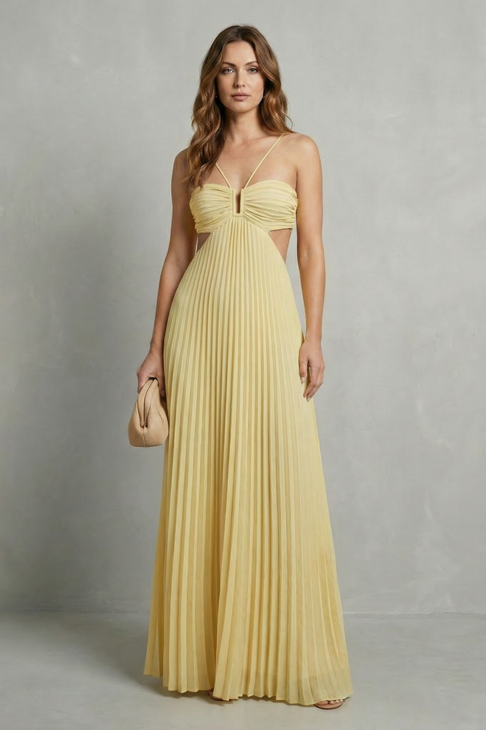 Luellara – Pleated halter elegance – Maxi dress