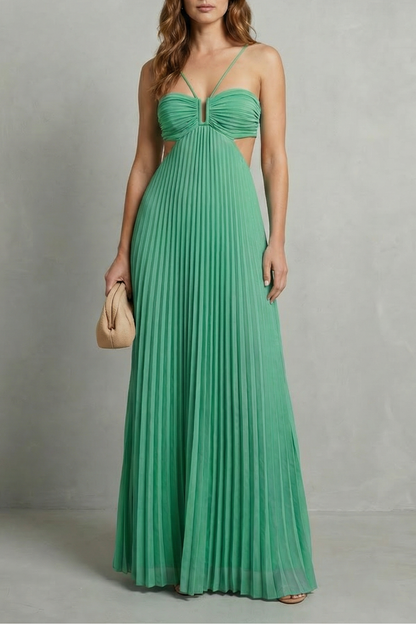 Luellara – Pleated halter elegance – Maxi dress