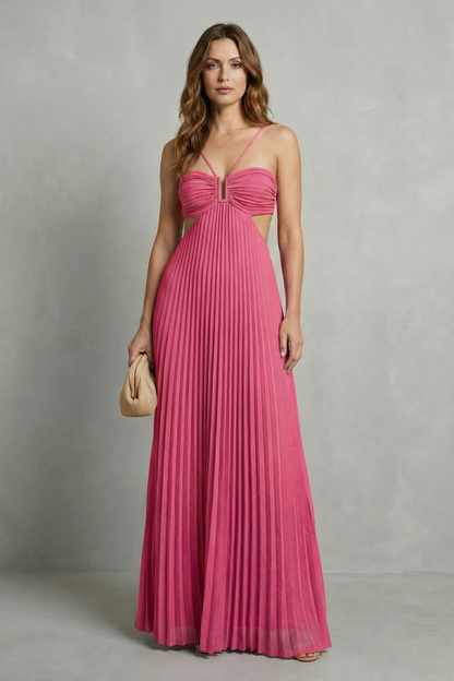 Luellara – Pleated halter elegance – Maxi dress