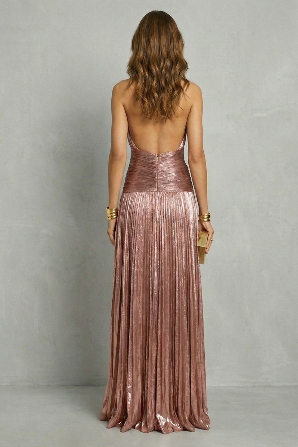 Luminara – Metallic draped elegance – Maxi dress
