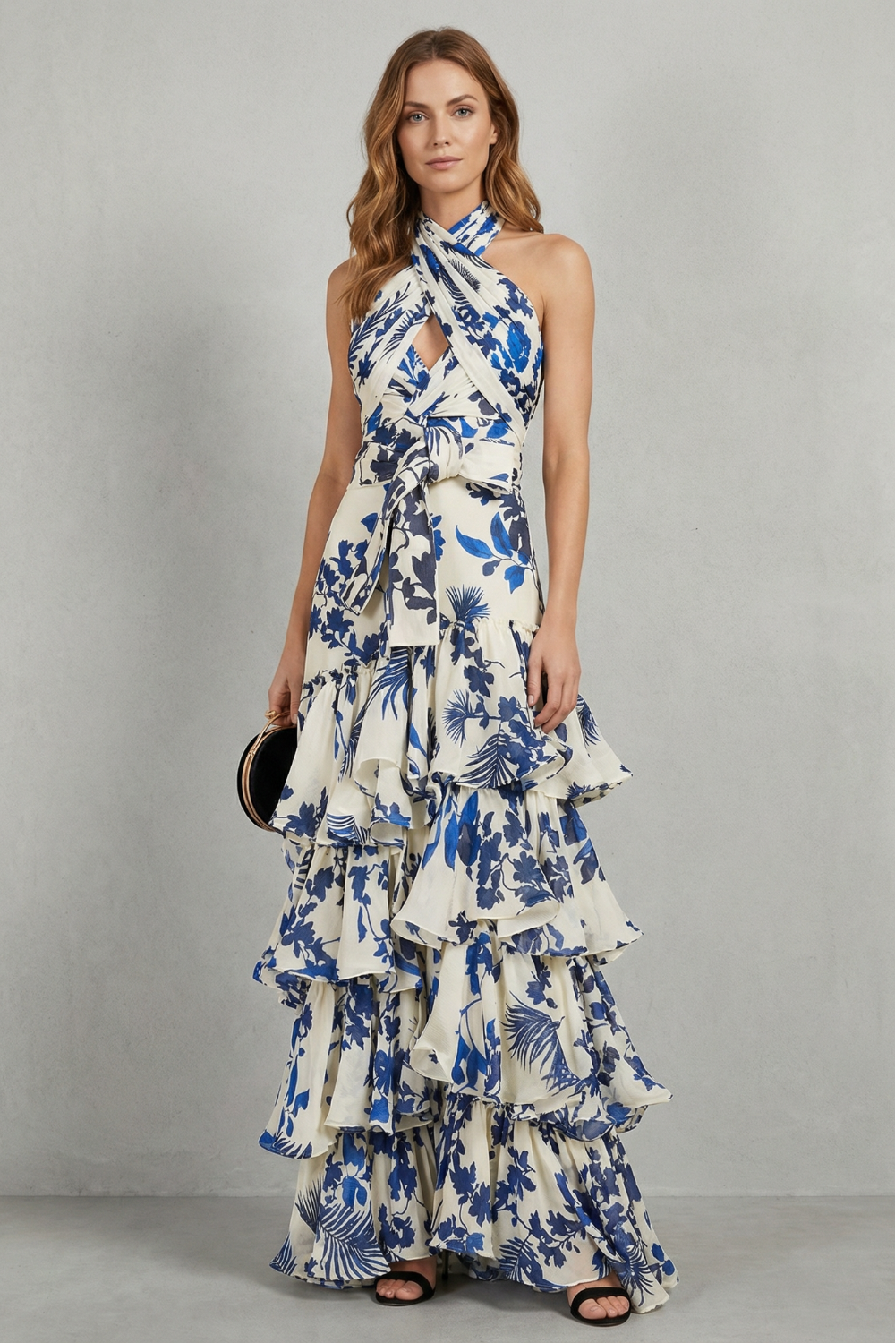 Lunarelle – Floral halter elegance – Maxi dress