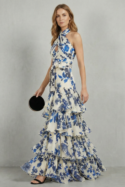 Lunarelle – Floral halter elegance – Maxi dress