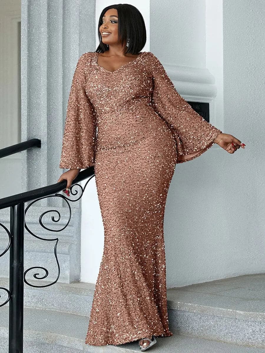 Sequin Bell Sleeve Mermaid Dress