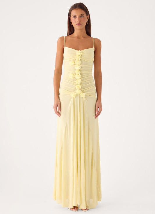 Marcia Flower Maxi Dress - Yellow