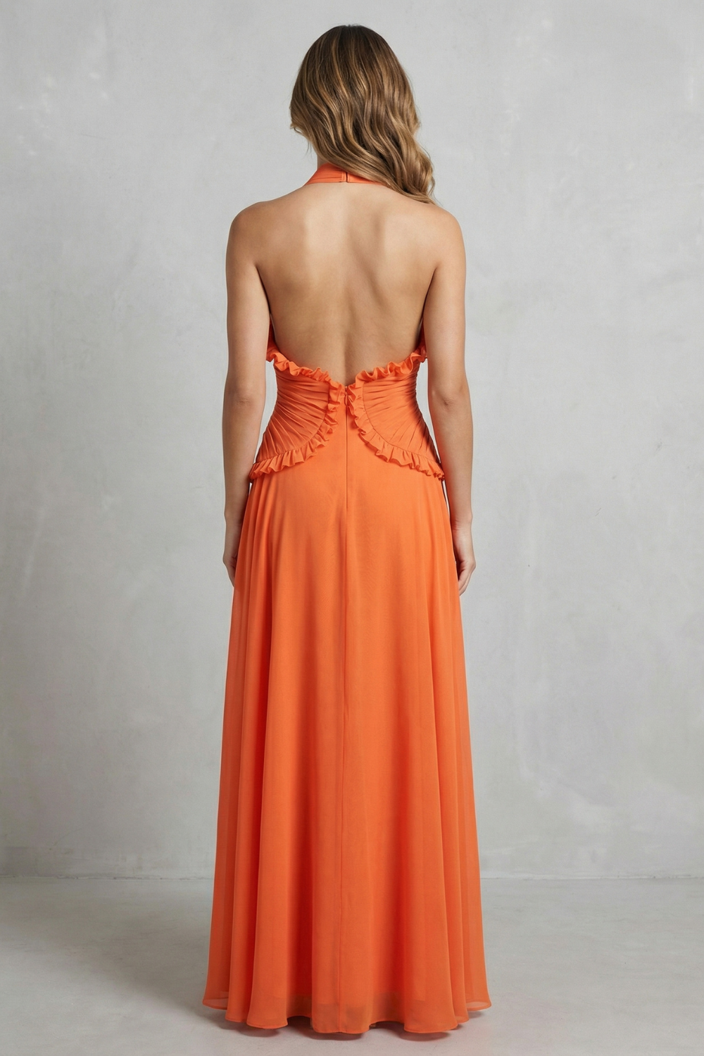Marlowe – Sunset romance – Women’s Halter Ruffle A-Line Maxi Dress