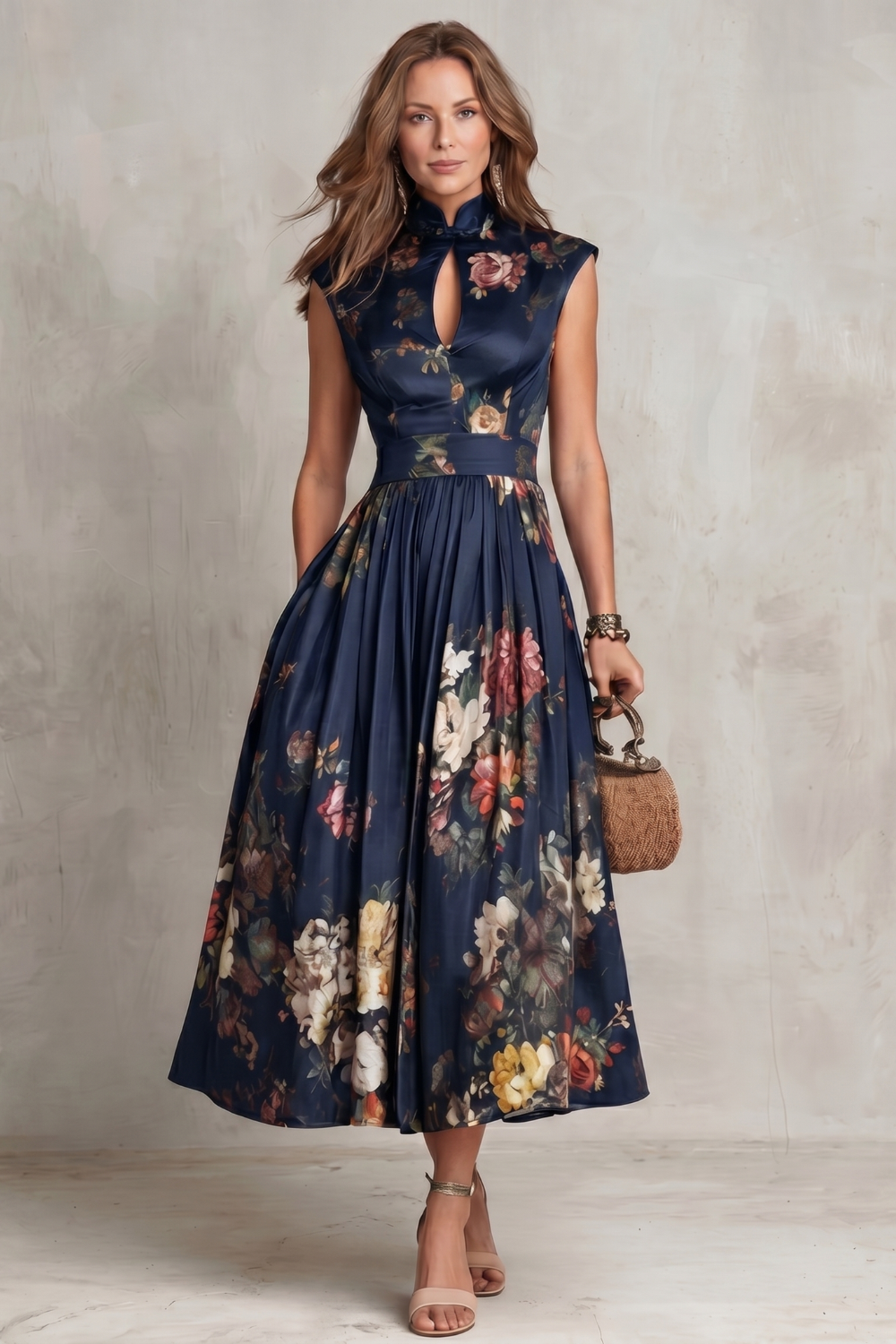 Noirelle – Vintage floral elegance – Midi dress