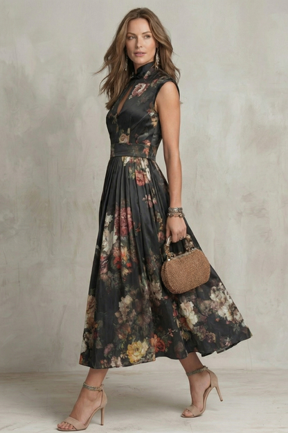 Noirelle – Vintage floral elegance – Midi dress