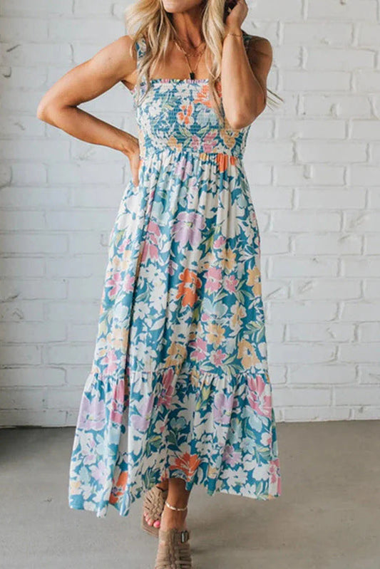 blue Print Slip maxi Dress