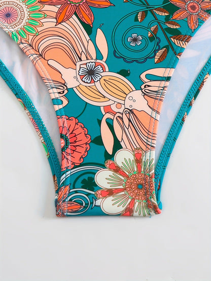 v-neck floral Ruffle bikini