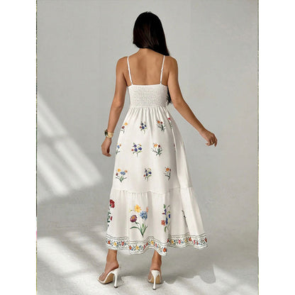 kelly Bohemian floral prints strap midi dress