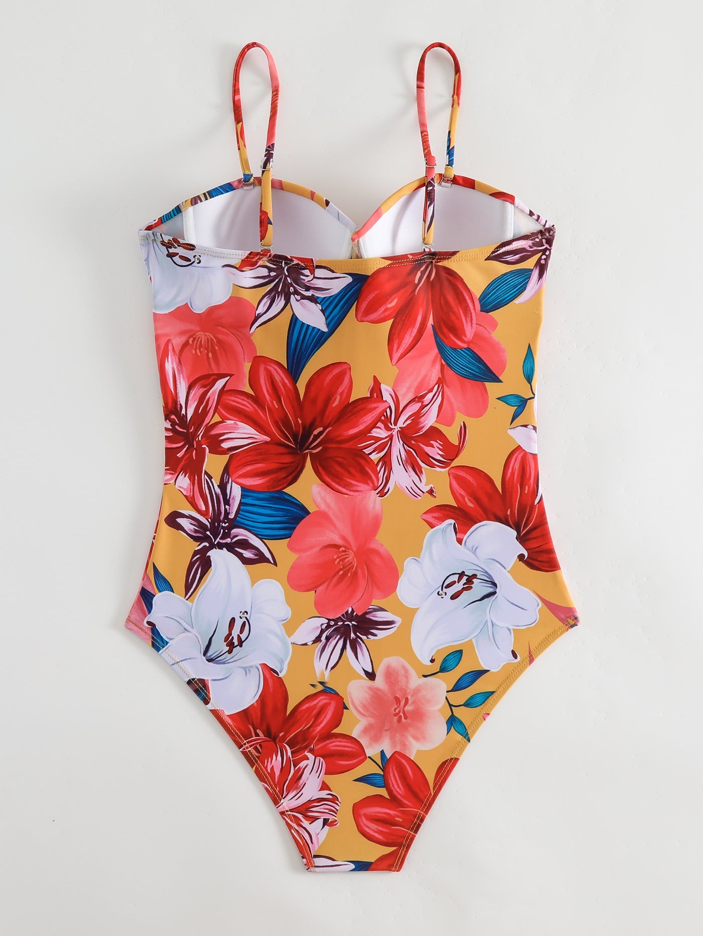 floral pleated strap bikini