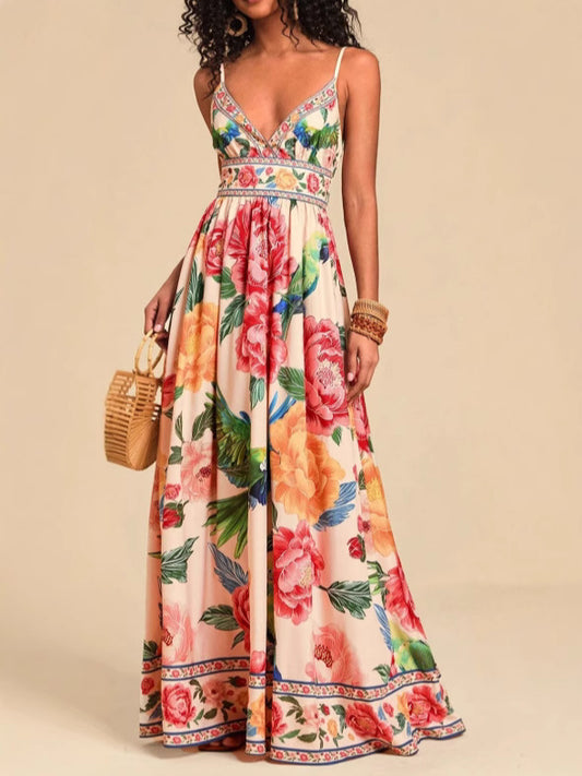 lauren floral Printed V-neck maxi dress