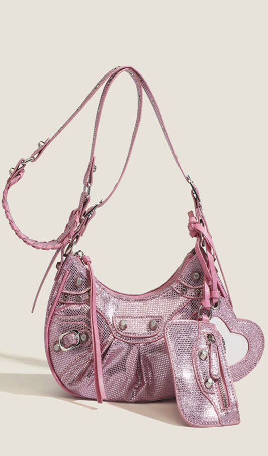 MISTY RHINESTONE SHOULDER BAG IN PINK