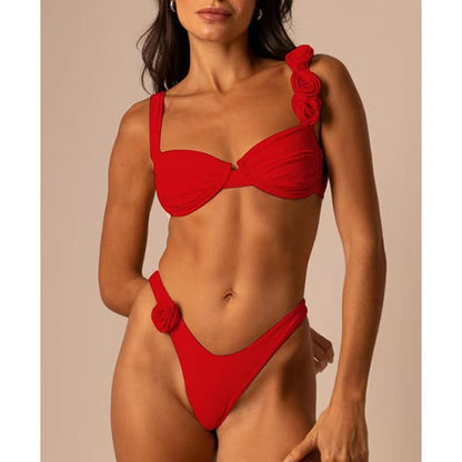 3D three-dimensional flower split bikini
