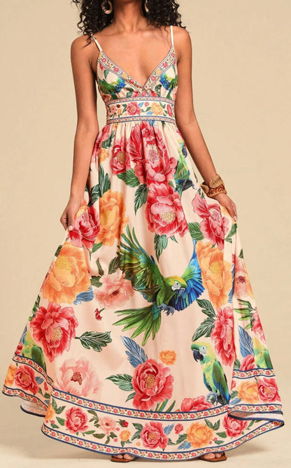 lauren floral Printed V-neck maxi dress