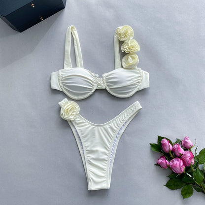 3D three-dimensional flower split bikini