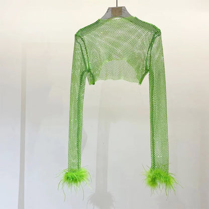 BLING FEATHER CROP TOP