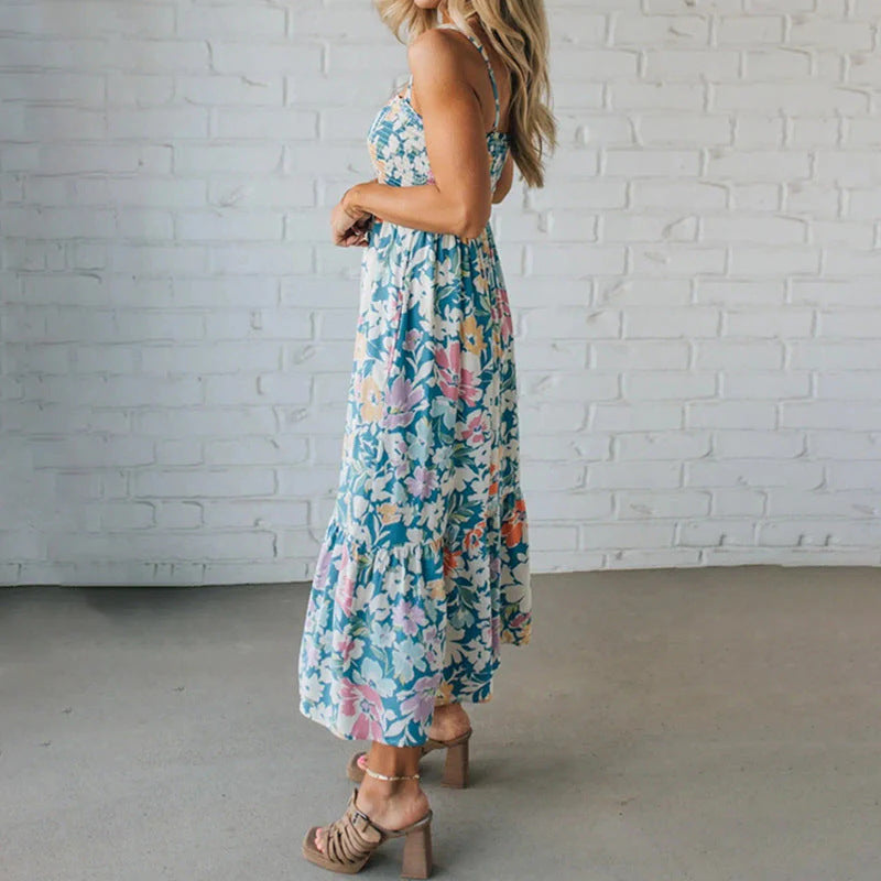 blue Print Slip maxi Dress