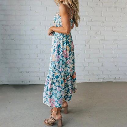 blue Print Slip maxi Dress