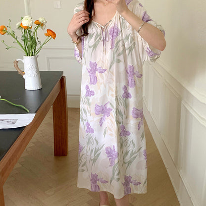 Breathable Relaxed-fit Eco Recycled Cotton Dress-purple