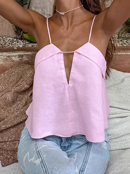 cotton linen strap vest