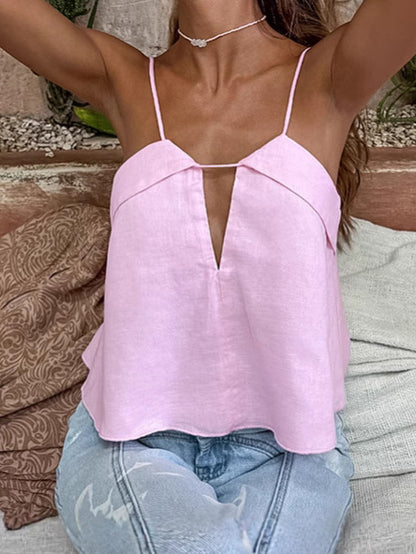 cotton linen strap vest