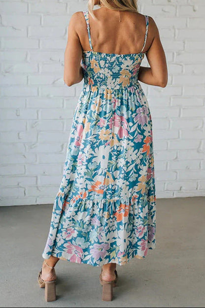 blue Print Slip maxi Dress
