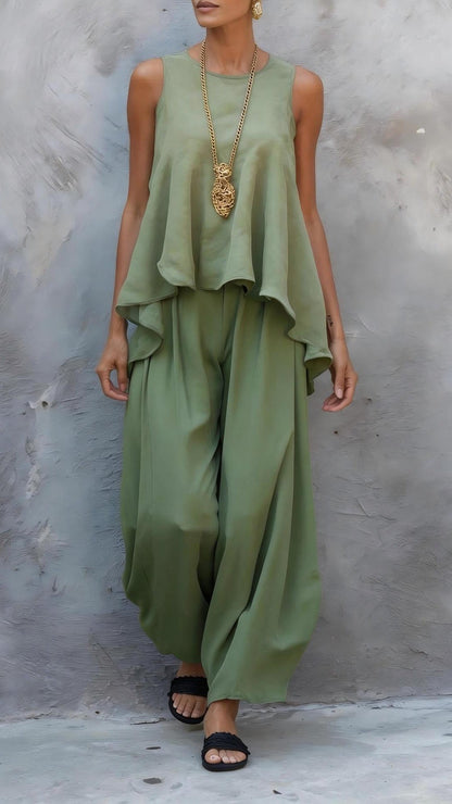 Sleeveless Top &amp; Loose Wide-Leg Pants