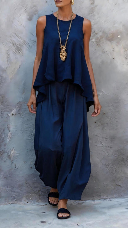 Sleeveless Top &amp; Loose Wide-Leg Pants