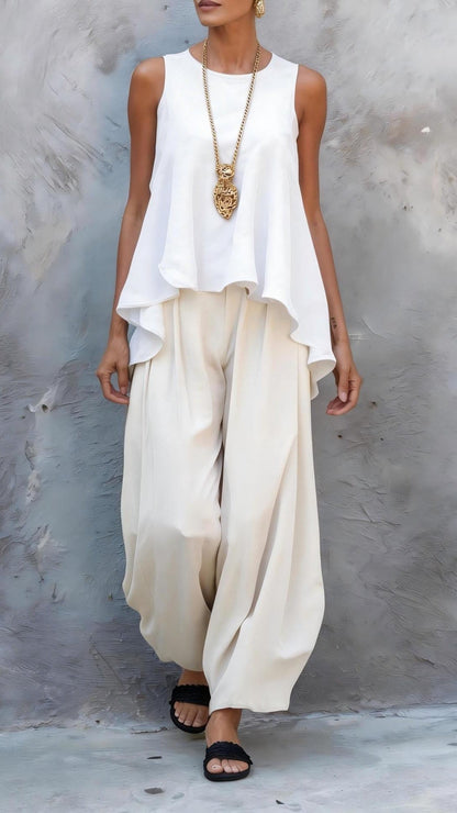 Sleeveless Top &amp; Loose Wide-Leg Pants