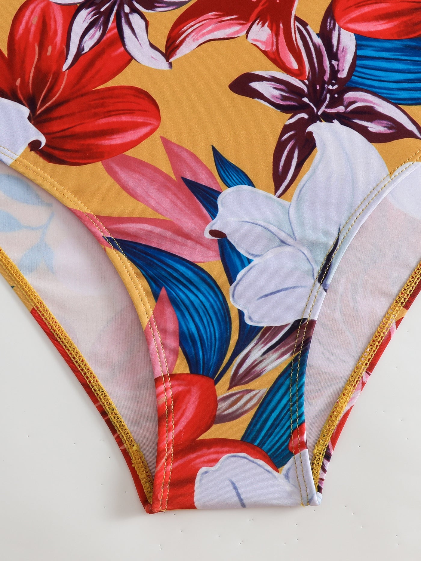 floral pleated strap bikini