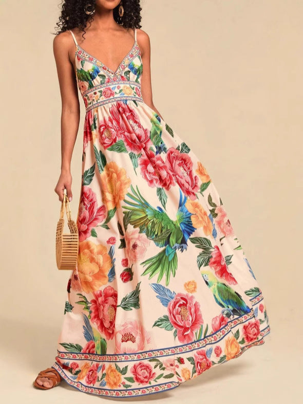lauren floral Printed V-neck maxi dress