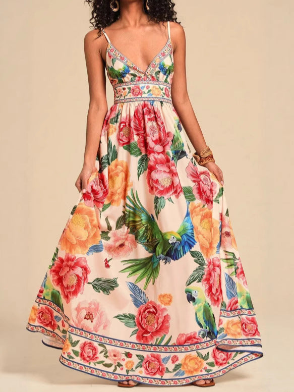 lauren floral Printed V-neck maxi dress