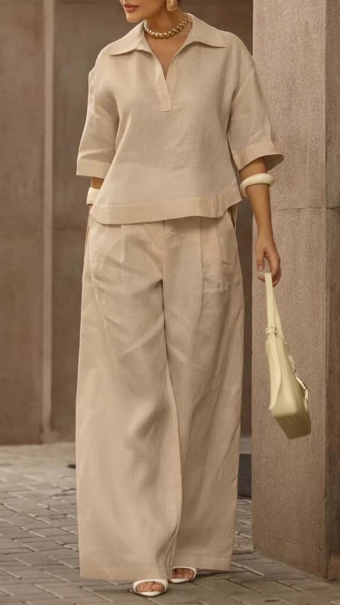 New Arrivals🔥Women's Solid Cotton Linen Two-Piece Set