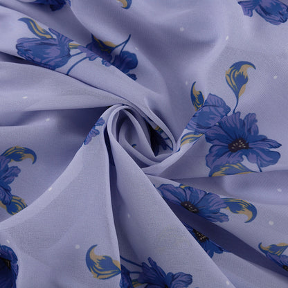 V-neck puff sleeve pleated mini dress - blue