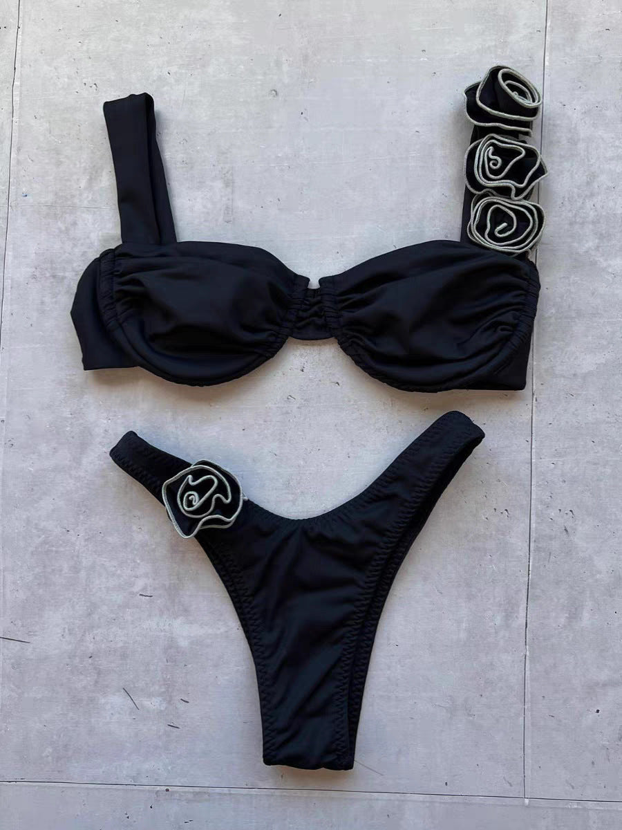 3D three-dimensional flower split bikini