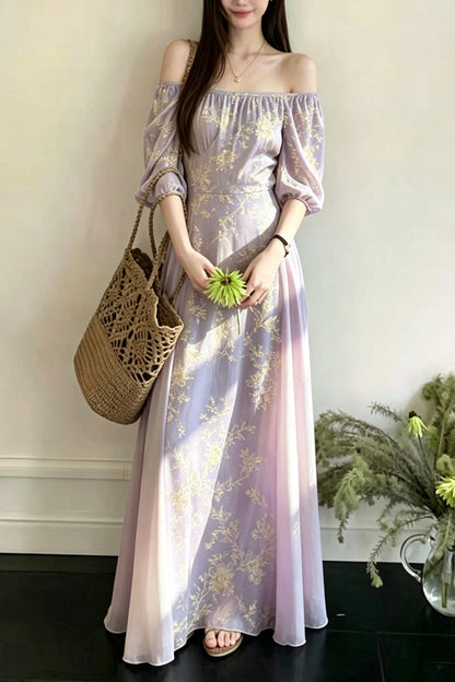 Breathable Two-Way Wear Eco Recycled Cotton Dress-Lavender Purple