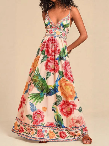 lauren floral Printed V-neck maxi dress