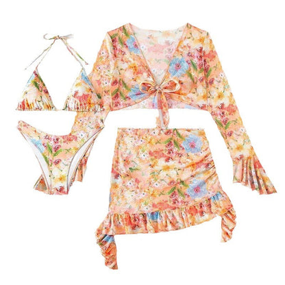 long-sleeve split cover-up bikini