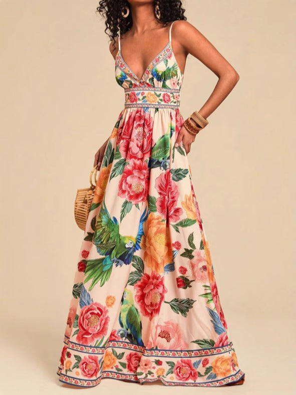 lauren floral Printed V-neck maxi dress