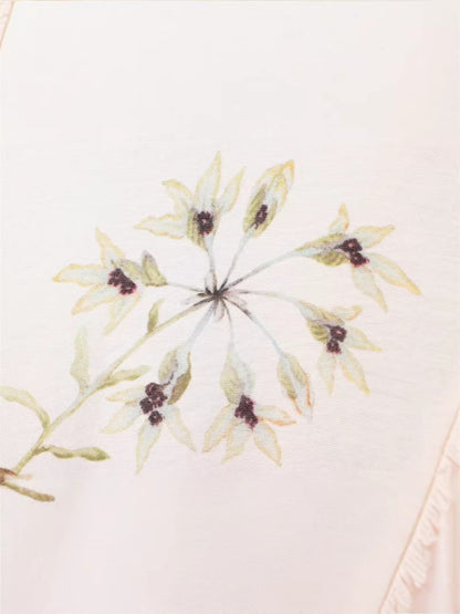 v-neck Linen blend floral shirt