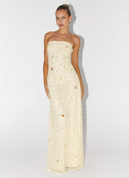 Orelli Shell Sequin Knit Maxi Dress - Ivory