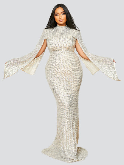 Plus Mermaid Sequin Evening Dress