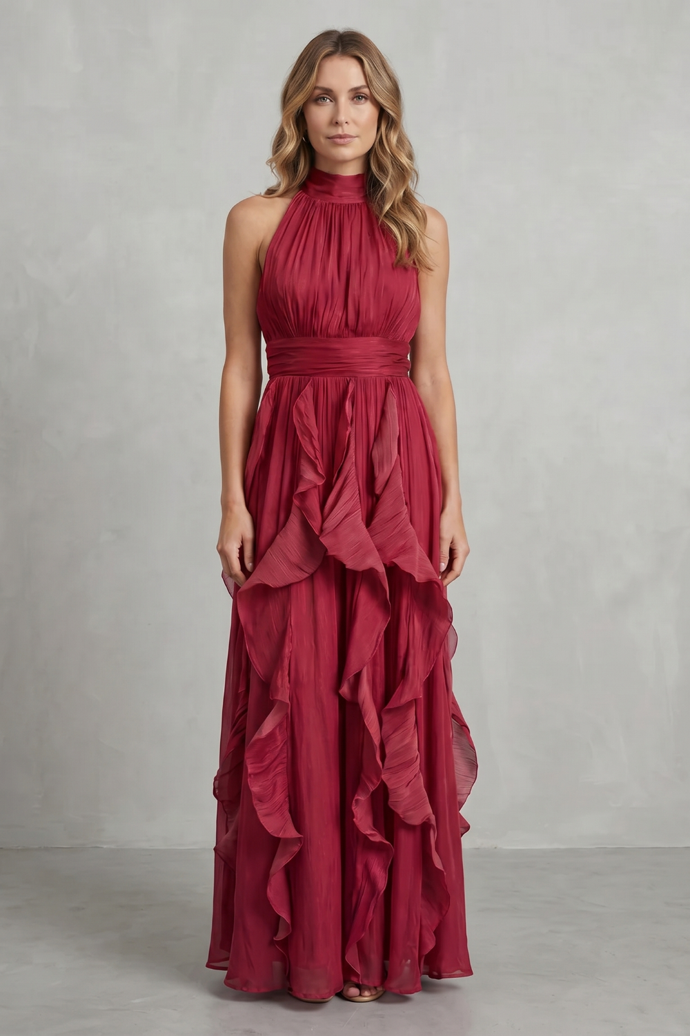 Rosamira – Ruffled chiffon elegance – Maxi dress