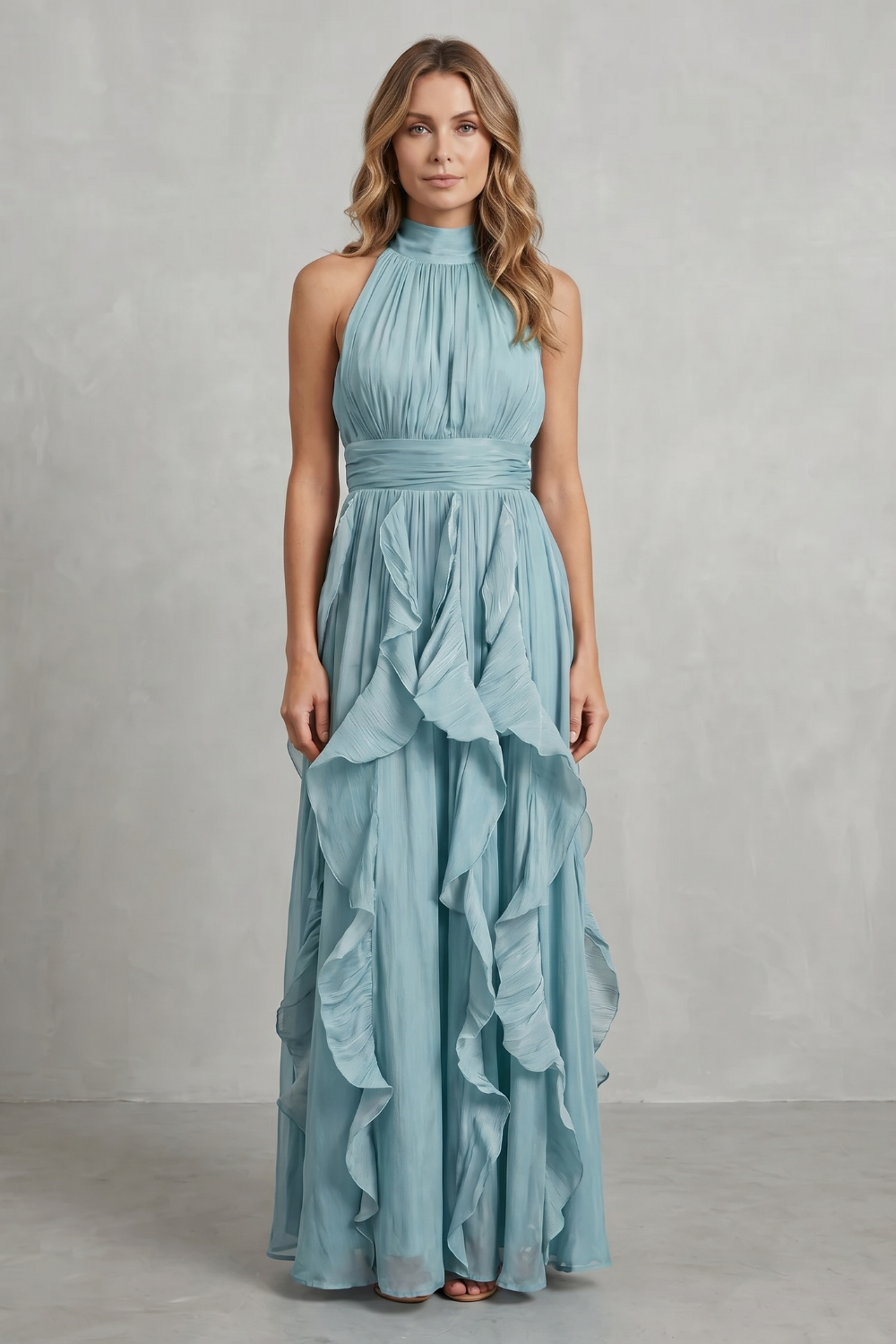 Rosamira – Ruffled chiffon elegance – Maxi dress
